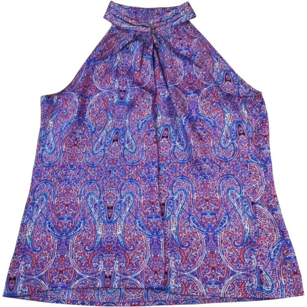 Outback Red Paisley Halter Blouse Women XL Purple Chic Modern Boho Flowy